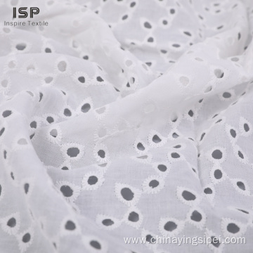 Woven Cotton White Thread Embroidery Fabric For Dresses